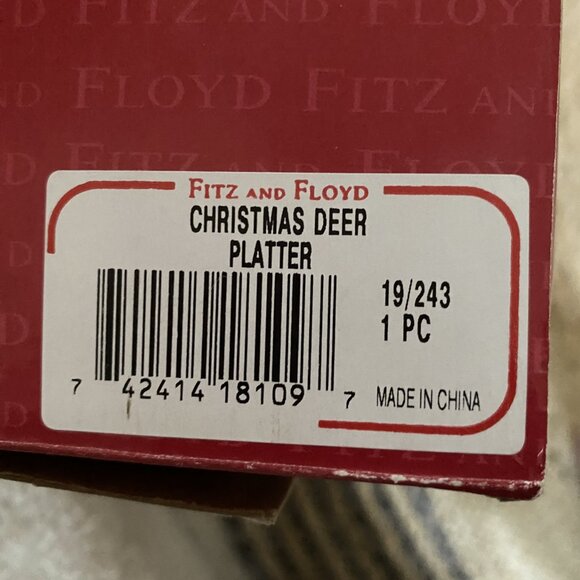 Fitz & Floyd Christmas Deer Oval Serving Platter - Picture 4 of 5